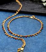 Sasha multicolor stone studded gold-plated anklet pair