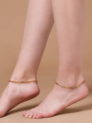 Sasha multicolor stone studded gold-plated anklet pair 2