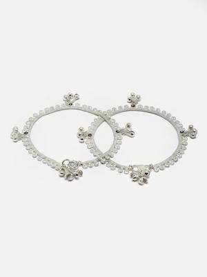 Sasha silver-plated payal anklet pair with s-hook closure 4