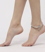 Sasha oxidized silver single anklets with floral & leaf design