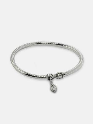 Sasha oxidized silver single anklets with floral & leaf design 2