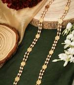 Gold-Plated Necklace with White Beads