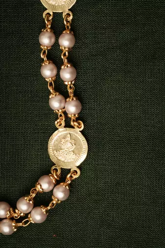 Gold-Plated Necklace with White Beads