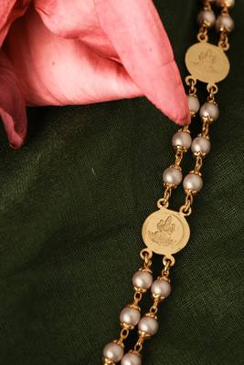 Gold-Plated Necklace with White Beads 3