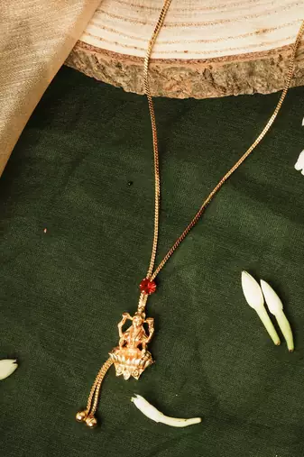 Gold-Plated Necklace with Laxmi Motif