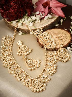 White Gold Kundan Necklace Set 2
