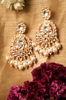 White Gold Kundan Necklace Set 4