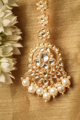 White Gold Kundan Necklace Set 5