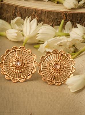 Gold-Plated Earrings with Flower Design 1