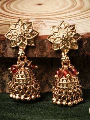 Gold-Plated Necklace and Jhumkas Set 2