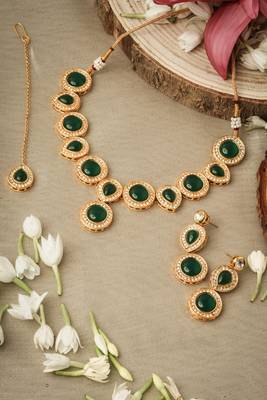 Jewelry Set with Green Emerald Stone Necklace Set 1