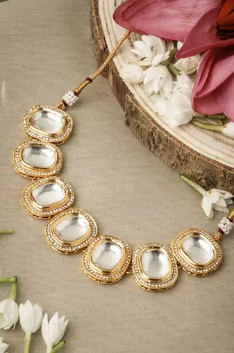 Stone Necklace and Earrings Set with White Stone Embellishments