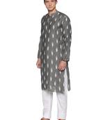 Paroksh woven design mandarin collar pure cotton kurta