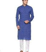 Paroksh woven design mandarin collar pure cotton kurta