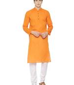 Paroksh men orange handloom kurta
