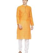 Paroksh men sea green & yellow woven design straight kurta