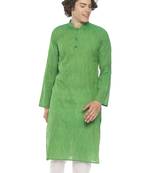 Paroksh men green cotton straight kurta