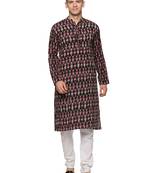 Paroksh men blue & grey ikat woven design straight kurta