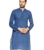 Paroksh men blue solid straight kurta