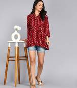 women rayon paisley flared kurta in maroon