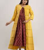 women rayon flared jacketed printed kurta in multicolor
