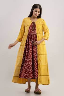 women rayon flared jacketed printed kurta in multicolor 3