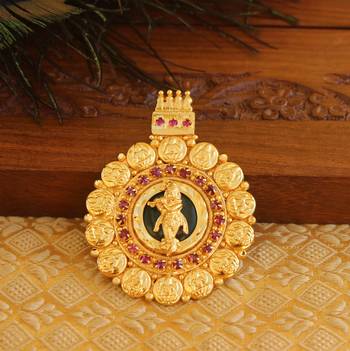 Kerala style gold platted krishna palakka pendant 1