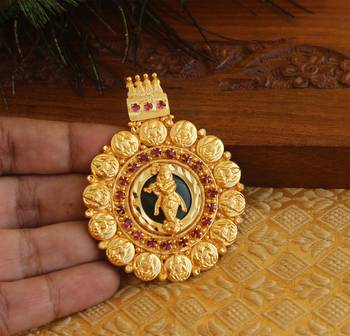 Kerala style gold platted krishna palakka pendant 2