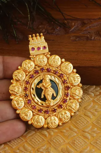 Kerala style gold platted krishna palakka pendant