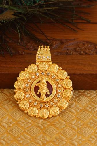 Kerala style gold platted krishna palakka pendant