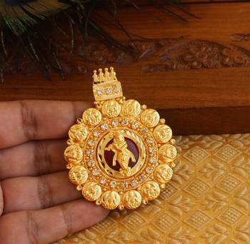 Kerala style gold platted krishna palakka pendant 2