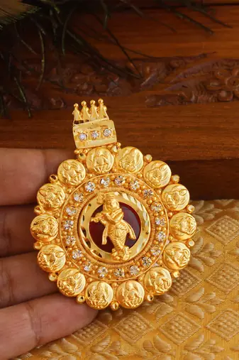 Kerala style gold platted krishna palakka pendant