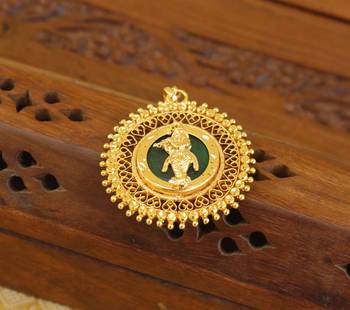 Kerala style gold platted krishna palakka pendant 2