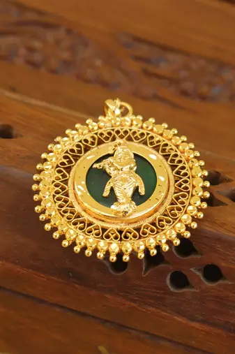 Kerala style gold platted krishna palakka pendant