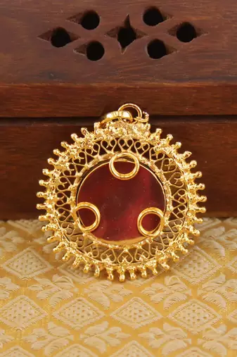 Kerala style gold platted krishna palakka pendant