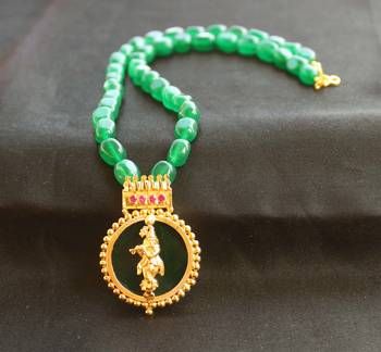 Kerala style gold platted krishna palakka beads necklace 1