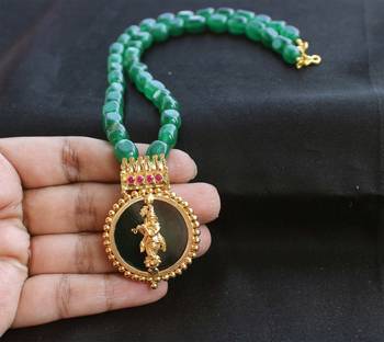 Kerala style gold platted krishna palakka beads necklace 2