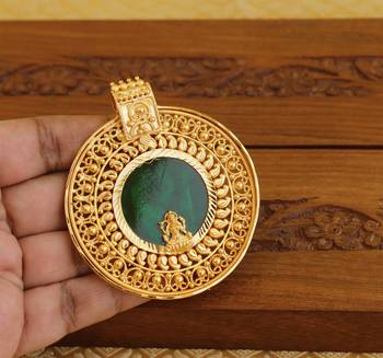 Kerala style gold platted lakshmi palakka pendant 2