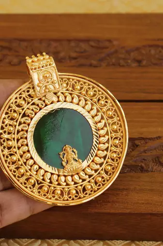 Kerala style gold platted lakshmi palakka pendant
