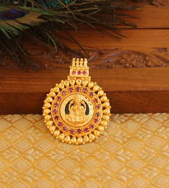 Kerala style gold platted lakshmi palakka pendant 1