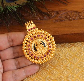 Kerala style gold platted lakshmi palakka pendant 2