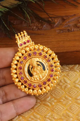 Kerala style gold platted lakshmi palakka pendant