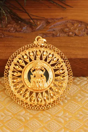 Kerala style gold platted lakshmi palakka pendant