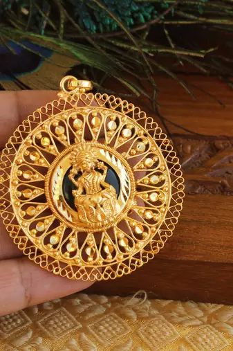 Kerala style gold platted lakshmi palakka pendant