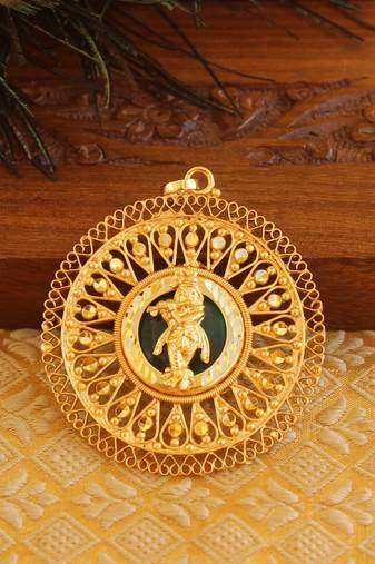 Kerala style gold platted krishna palakka pendant