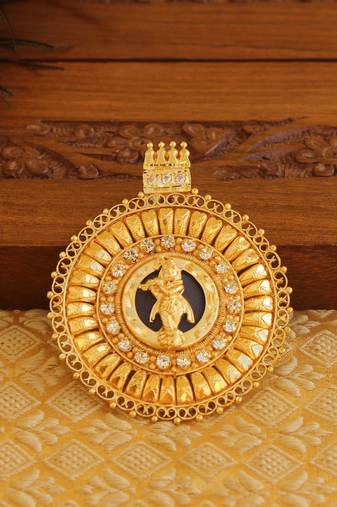 Kerala style gold platted krishna palakka pendant