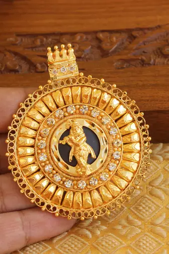 Kerala style gold platted krishna palakka pendant