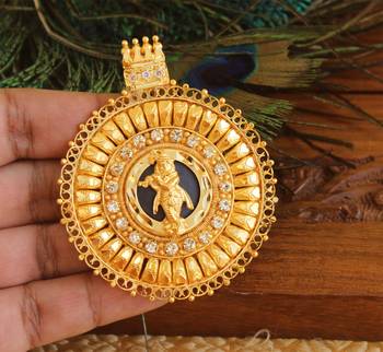Kerala style gold platted krishna palakka pendant 3