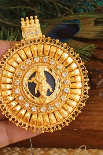 Kerala style gold platted krishna palakka pendant
