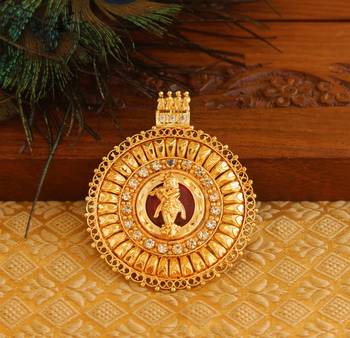 Kerala style gold platted krishna palakka pendant 1
